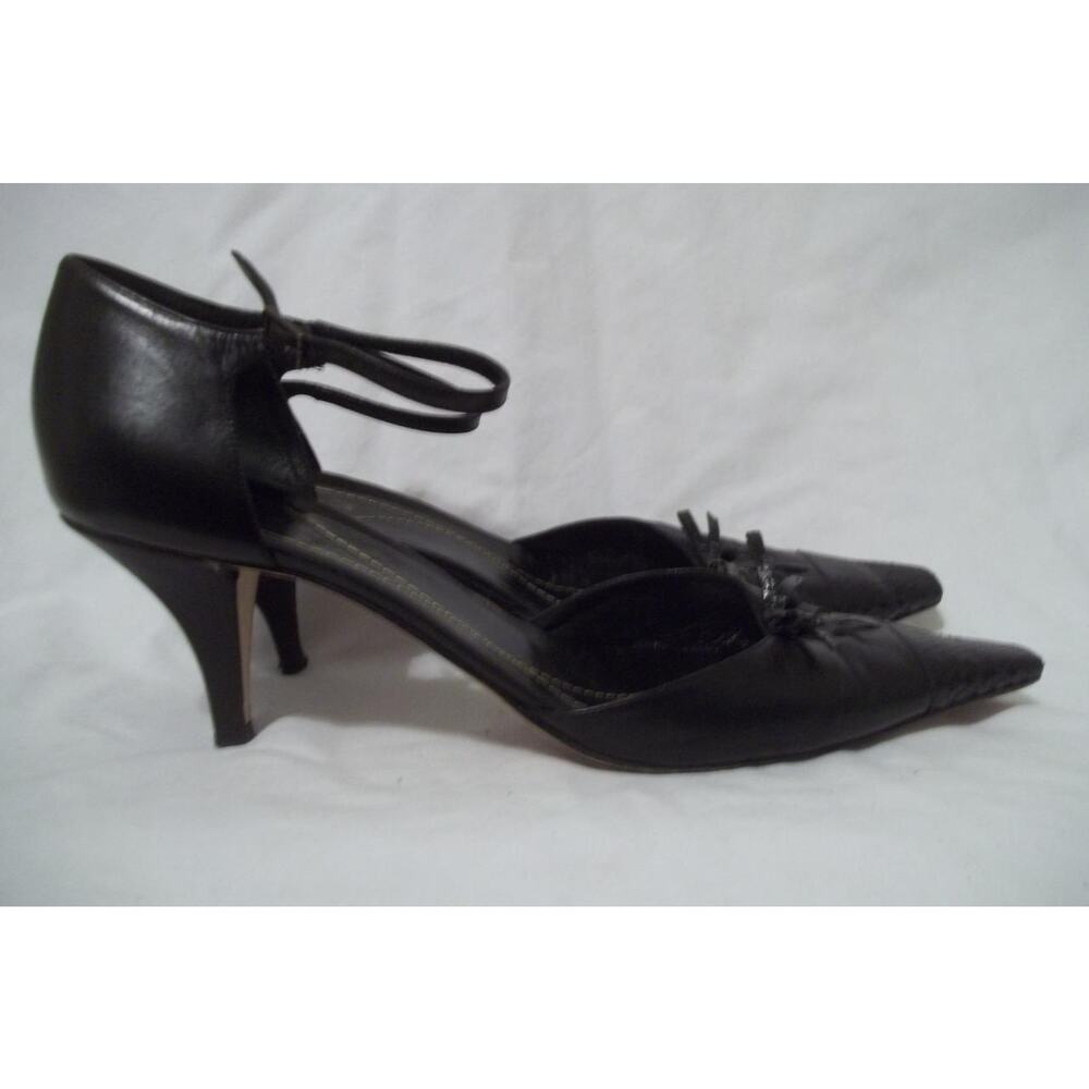 Kate Spade Black Leather Snake Skin Bow & Snip Toe Shoes 10 B - Picture 2 of 10